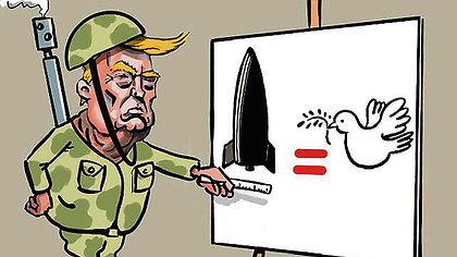 Illustration pendant que Trump parle de paix, son allié Netanyahou extermine un peuple