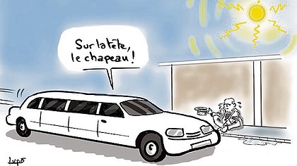 Illustration les riches boivent frais, les pauvres trinquent